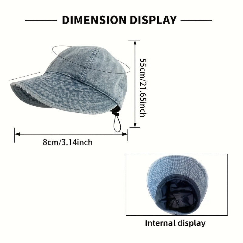 3pcs Rustic Washed Denim Bucket Hat for Sun Protection