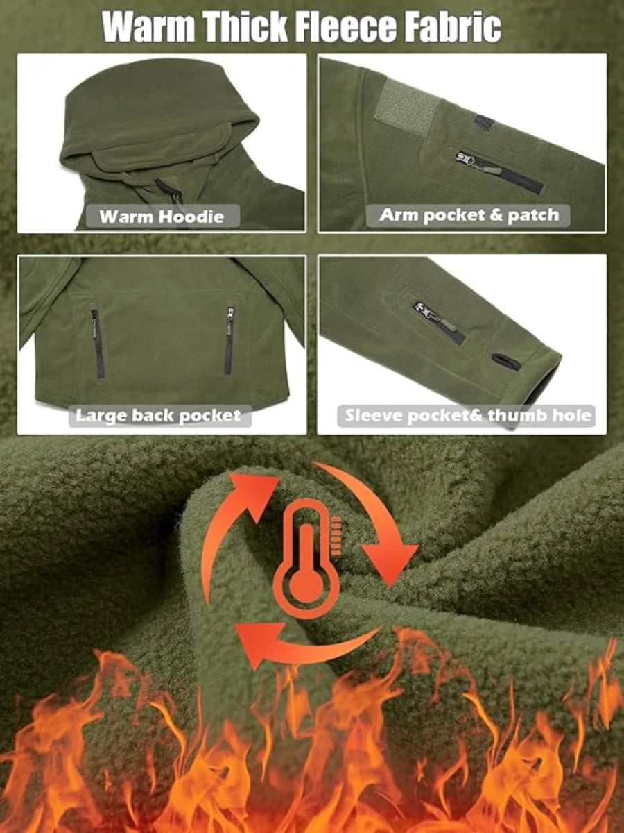 Men's Outdoor Fleece Lined Jacket Windproof Thermal Coat