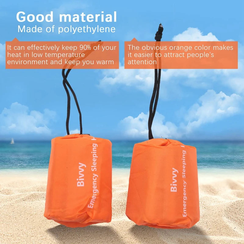 2-Pack Emergency Sleeping Bag Thermal Waterproof Survival Blanket
