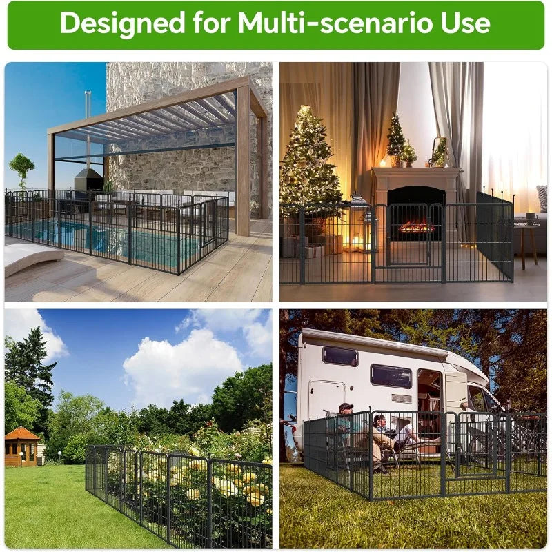 Dog Playpen with Anti-Rust Coating Portable Outdoor Indoor Metal Dog Fence for Large Medium Small Dogs