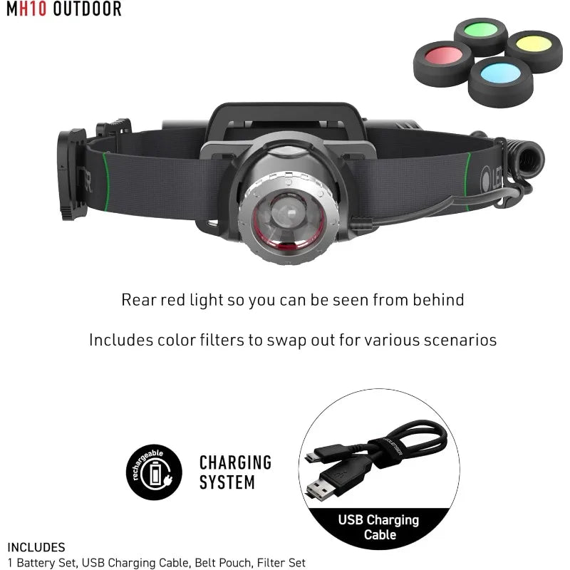 Ledlenser MH10 Rechargeable Headlamp 600 Lumens Water Resistant
