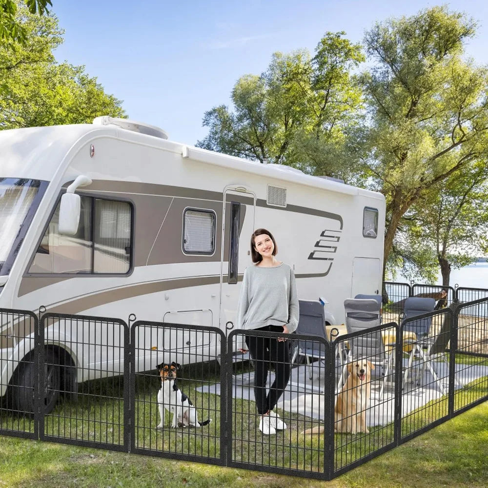 Dog Playpen Outdoor Dog Fence for Yard 32 Inch 20 Panels Anti-Rust Portable Pet Fence for Dogs