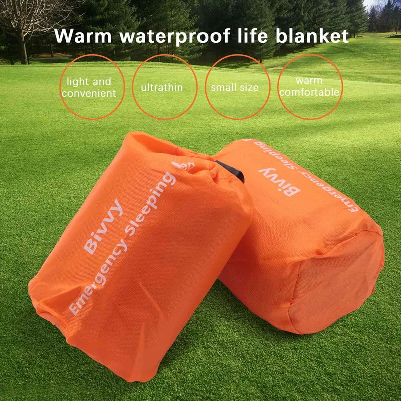 2-Pack Emergency Sleeping Bag Thermal Waterproof Survival Blanket