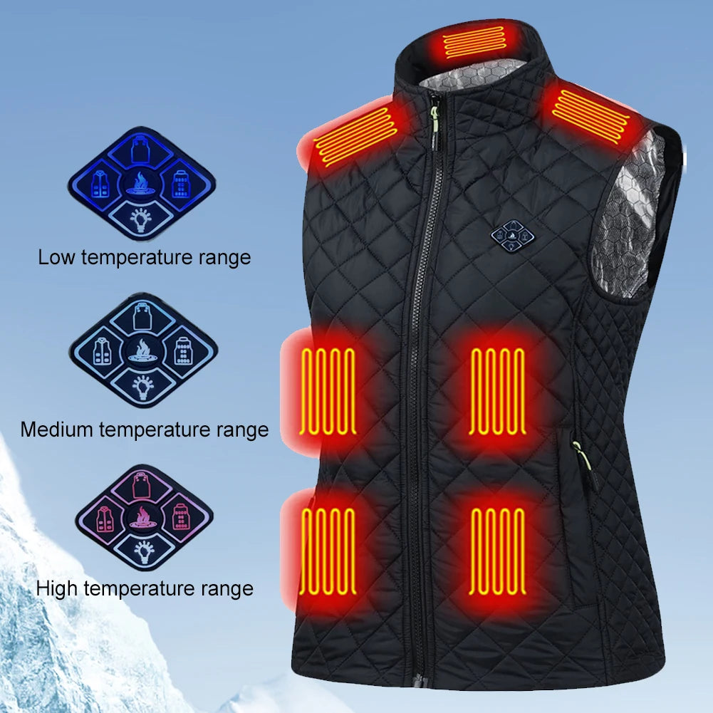 Women Autumn Winter Smart Heating Cotton Vest 21 Area Heated Vest Women Outdoor Flexible Thermal Winter Warm Jacket