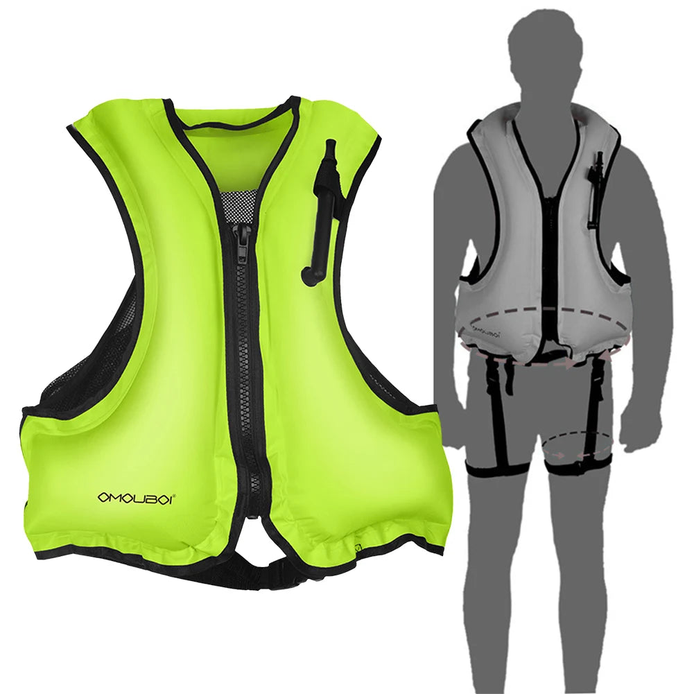 Inflatable Snorkeling Vest Breathable Life Vest for Water Sports