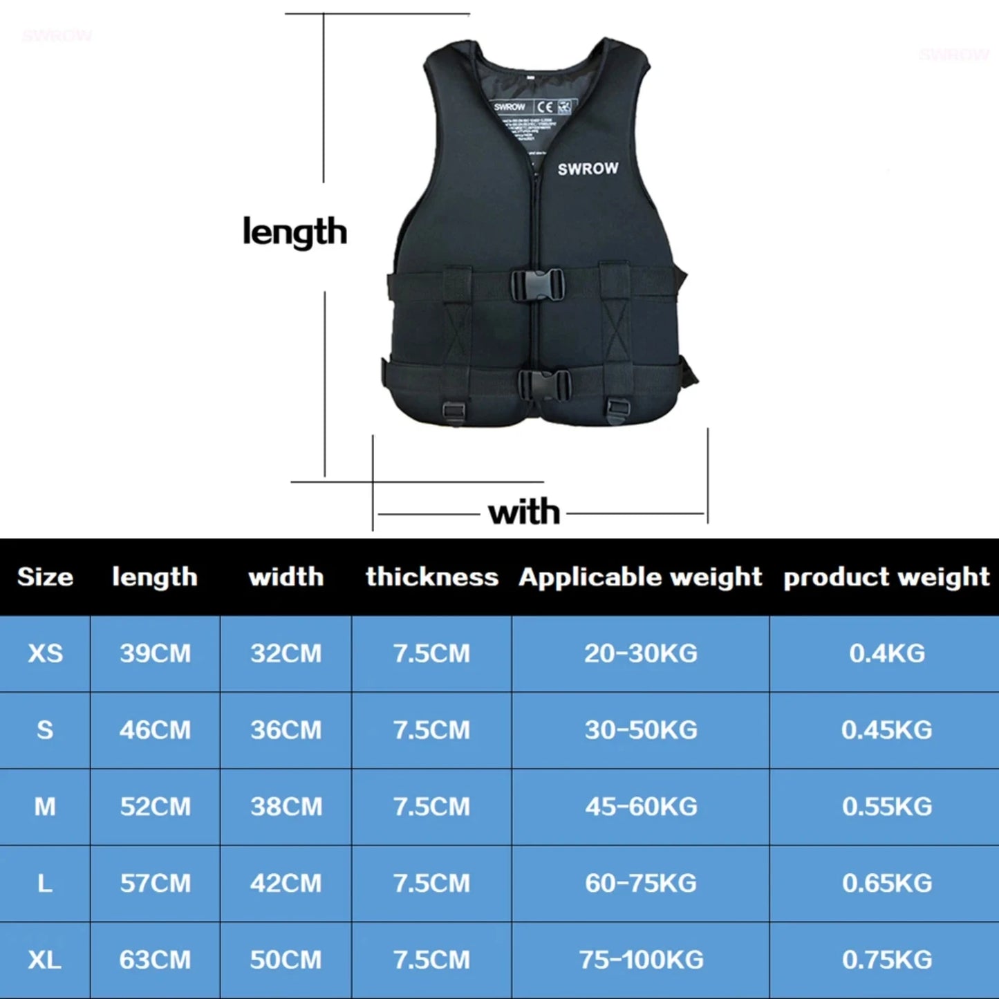 Neoprene Life Jacket Adult Survival Swimsuit Kayak Rafting