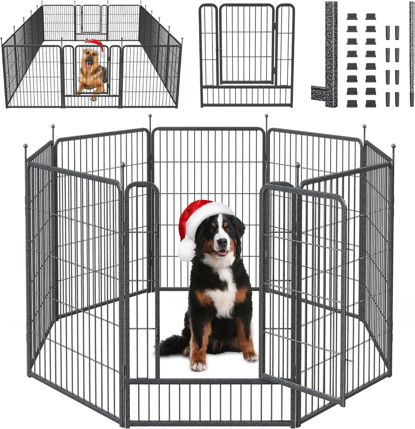 Dog Playpen with Anti-Rust Coating Portable Outdoor Indoor Metal Dog Fence for Large Medium Small Dogs