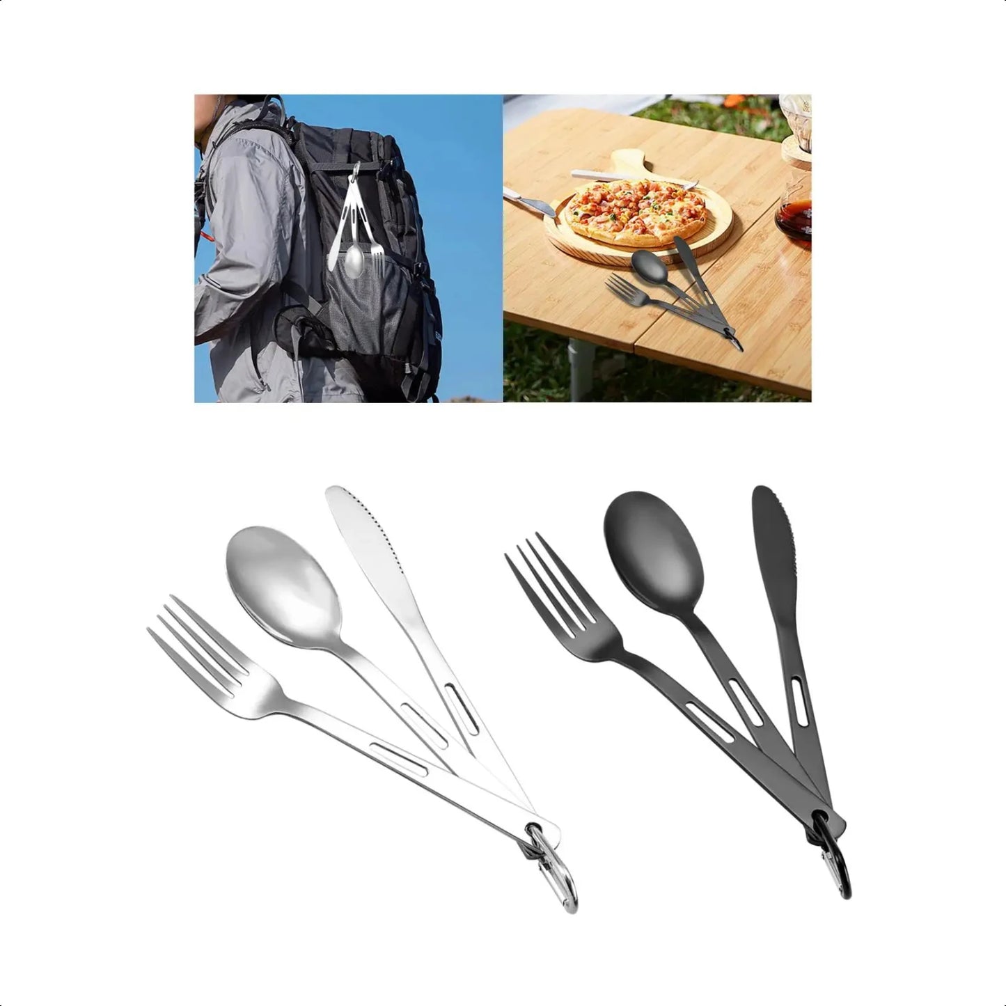 Camping Cutlery Set Spoon Fork Set Flatware For Hiking Travel Party