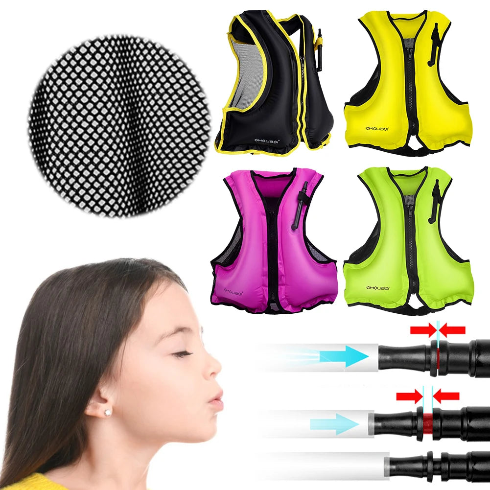 Inflatable Snorkeling Vest Breathable Life Vest for Water Sports