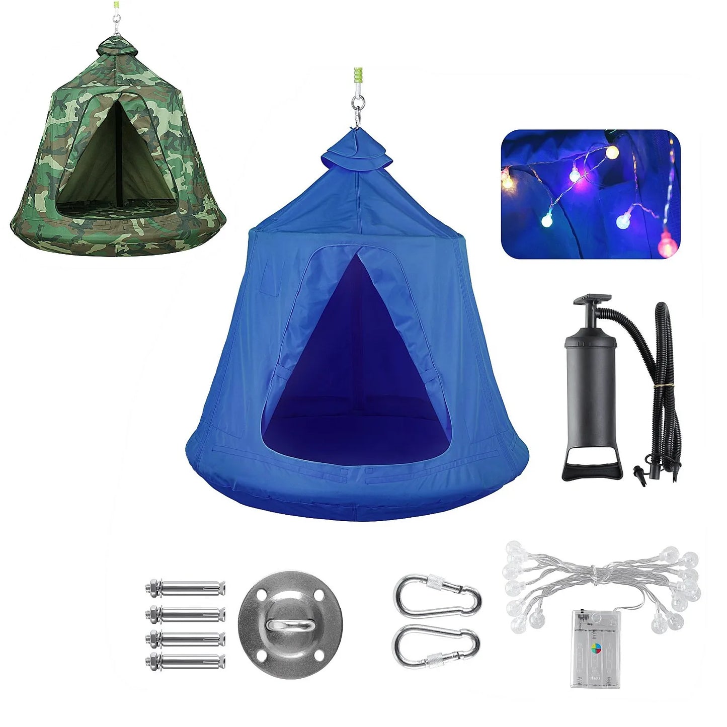Hanging Tree Tent Indoor Outdoor Waterproof Ceiling Pod Portable Hang Out Huggle Pod Play Tent with Light String