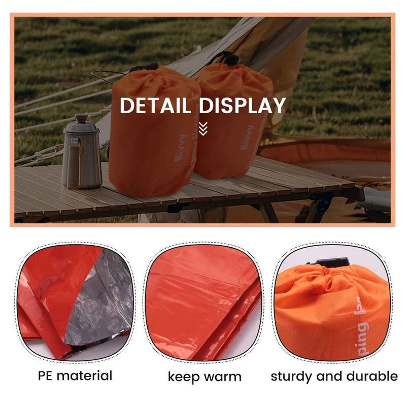 2-Pack Emergency Sleeping Bag Thermal Waterproof Survival Blanket