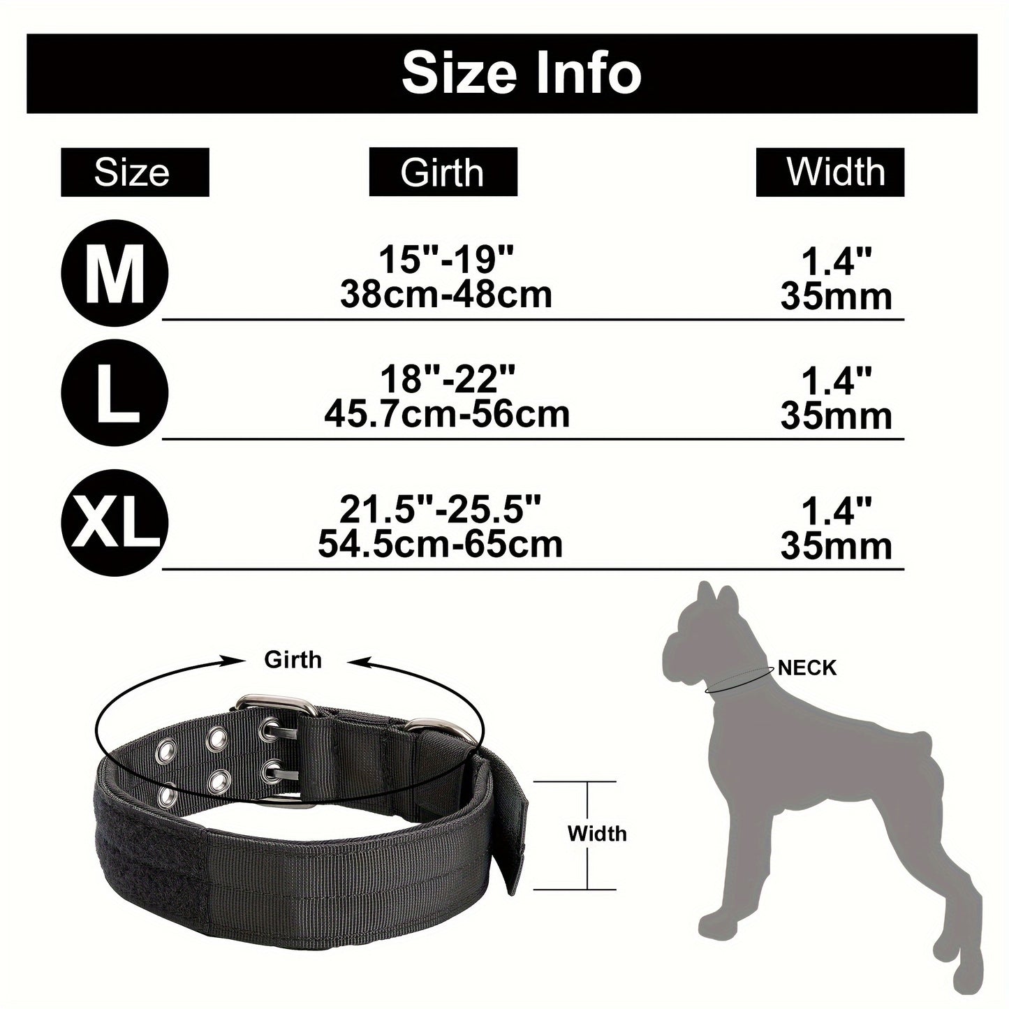 Tactical Dog Collar With Sturdy Metal Buckle Handle