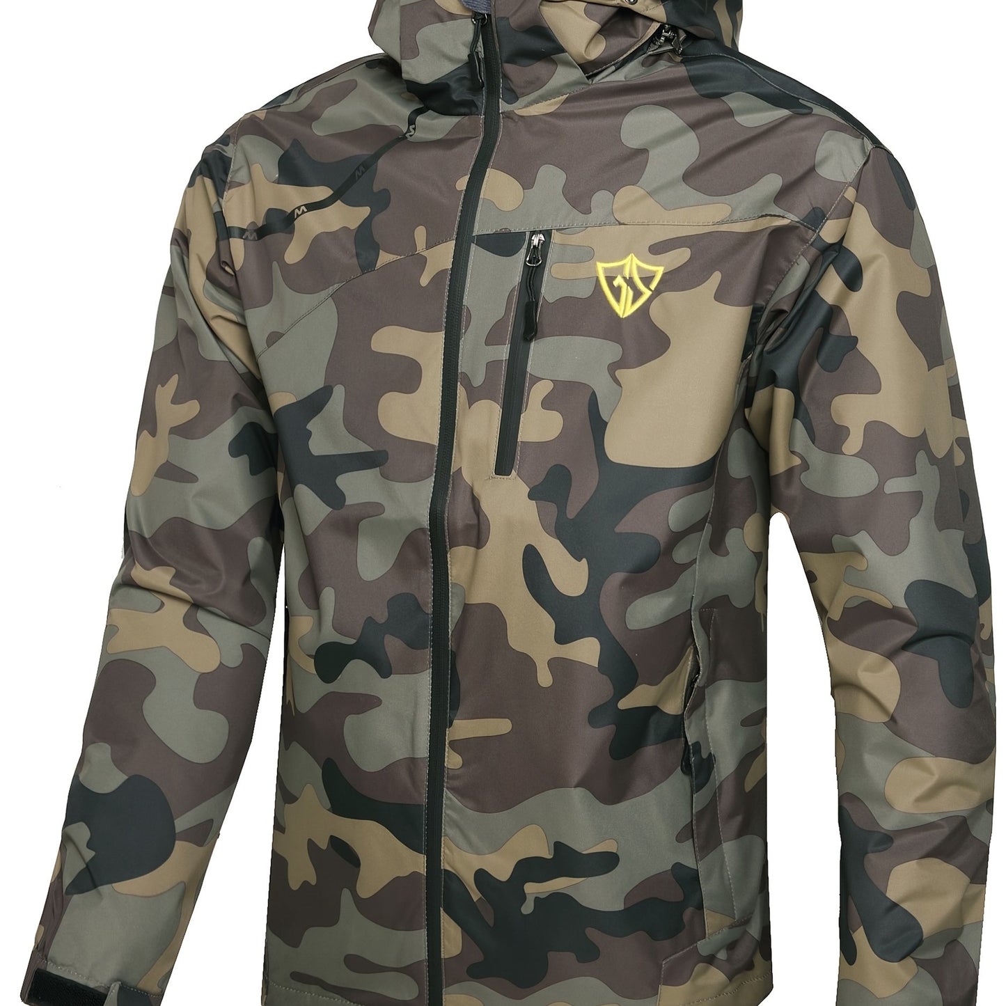 Men's Lightweight Hooded Rain Jacket - Camouflage Design for Hiking Gear