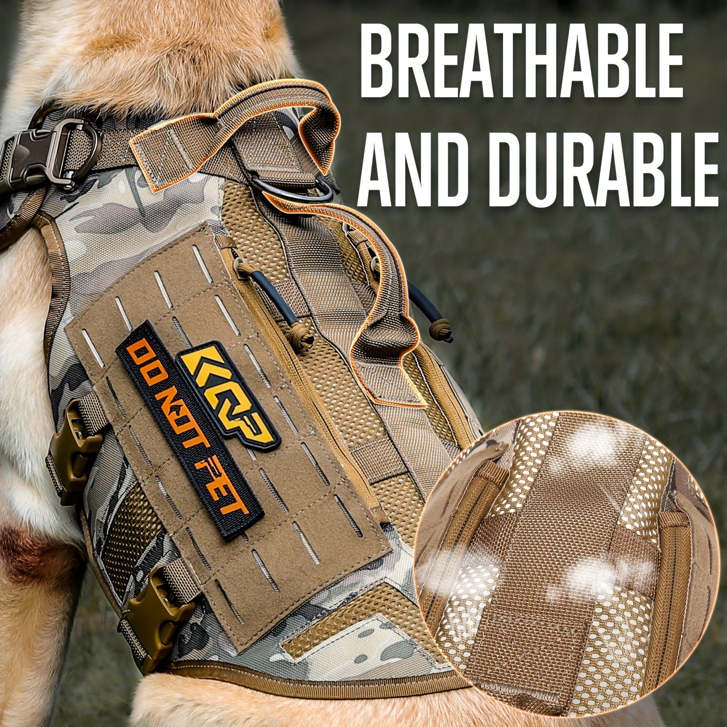Breathable Mesh Tactical Dog Harness For Dogs Camo Style