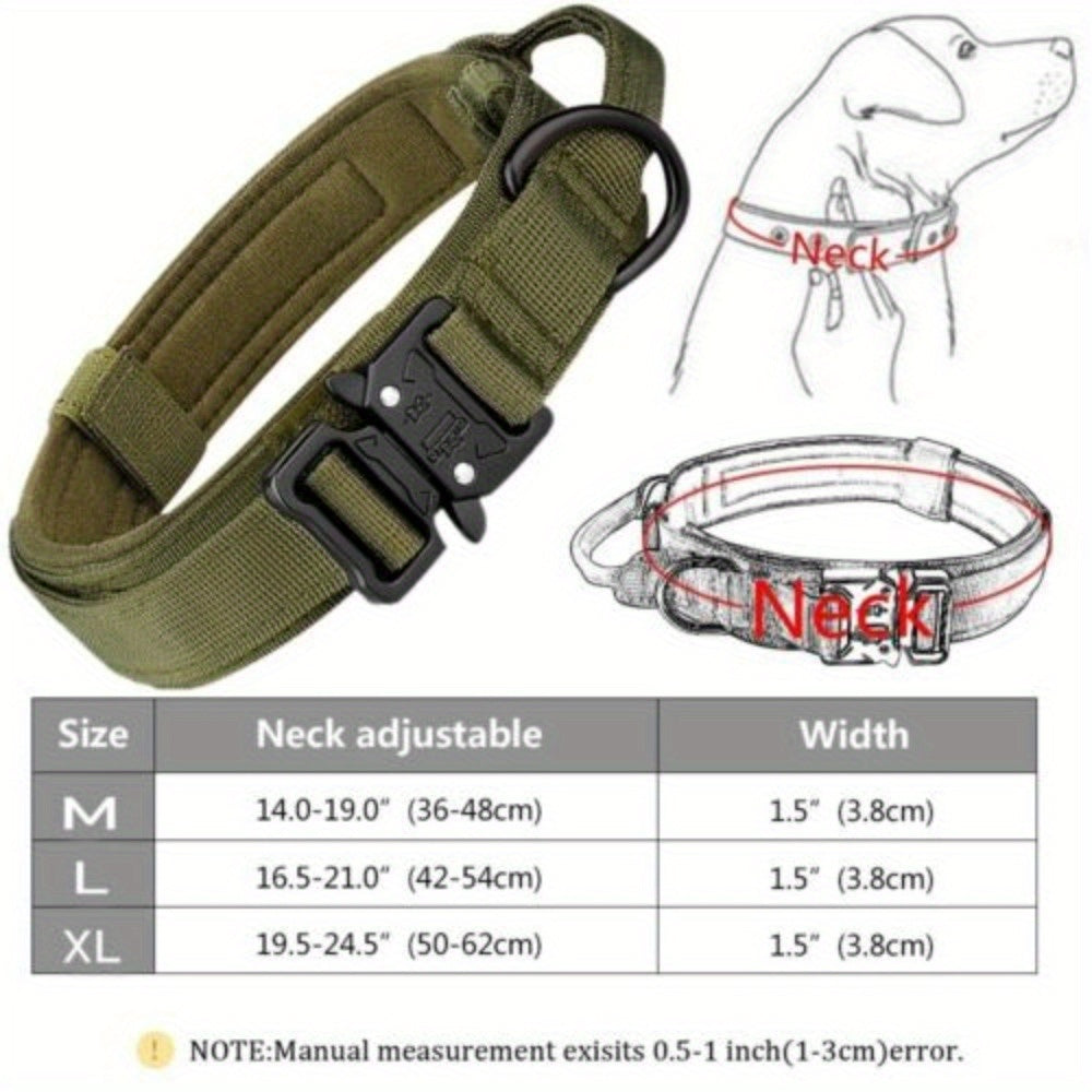 Tactical Dog Collar with Handle and Metal Buckle 1.5 Inch