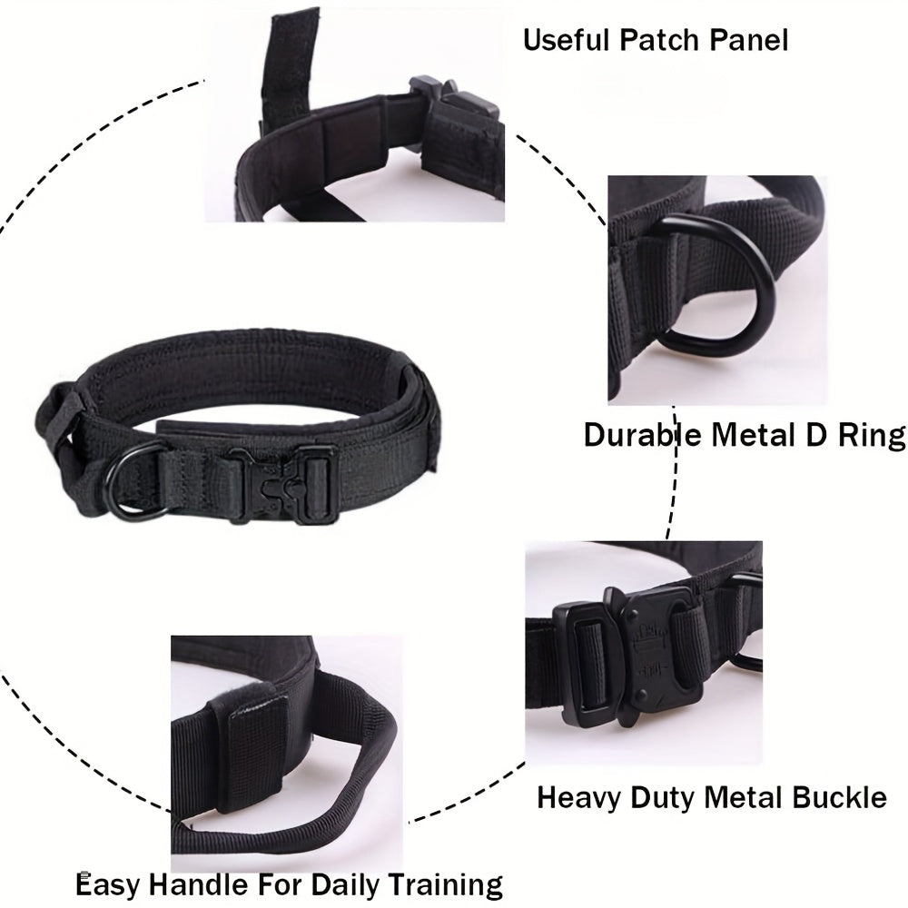 Tactical Dog Collar with Handle and Metal Buckle 1.5 Inch