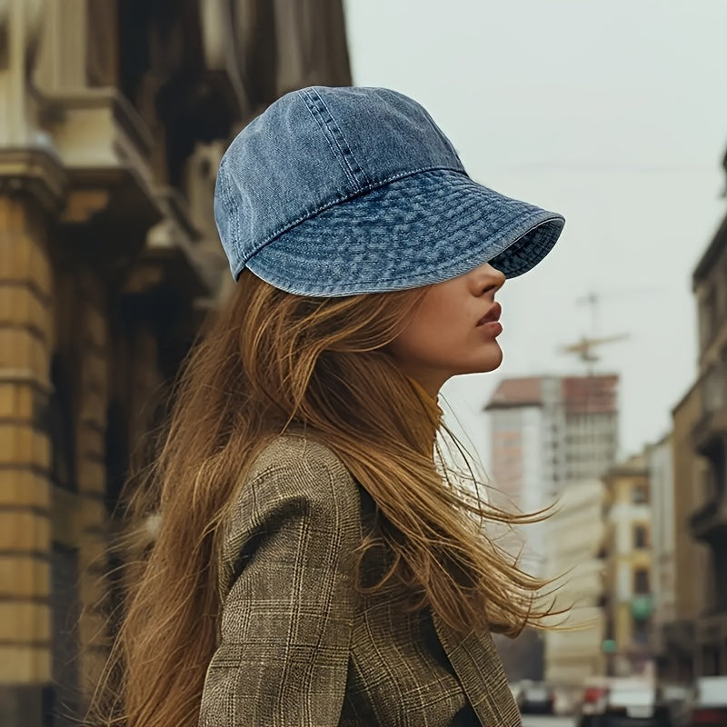 3pcs Rustic Washed Denim Bucket Hat for Sun Protection