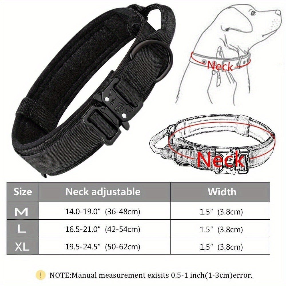 Tactical Dog Collar with Handle and Metal Buckle 1.5 Inch