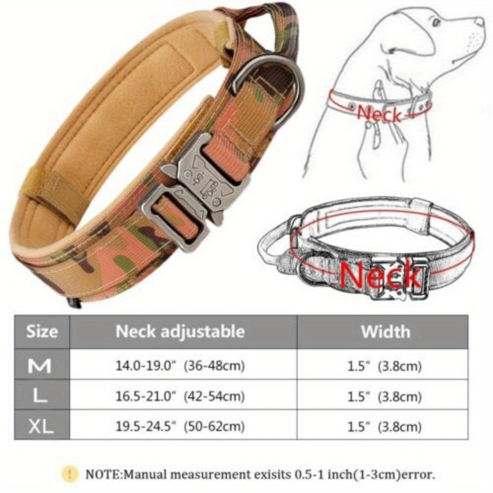Tactical Dog Collar with Handle and Metal Buckle 1.5 Inch