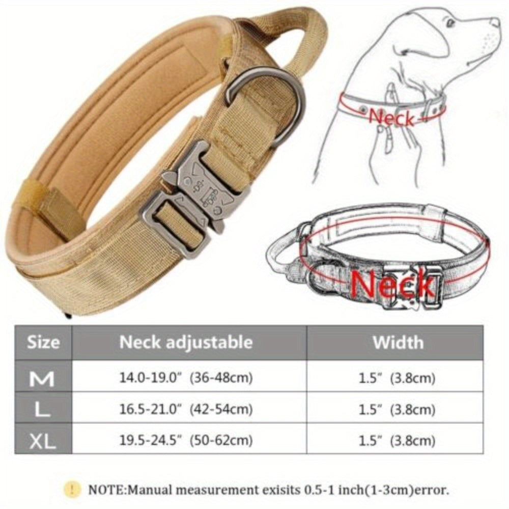 Tactical Dog Collar with Handle and Metal Buckle 1.5 Inch