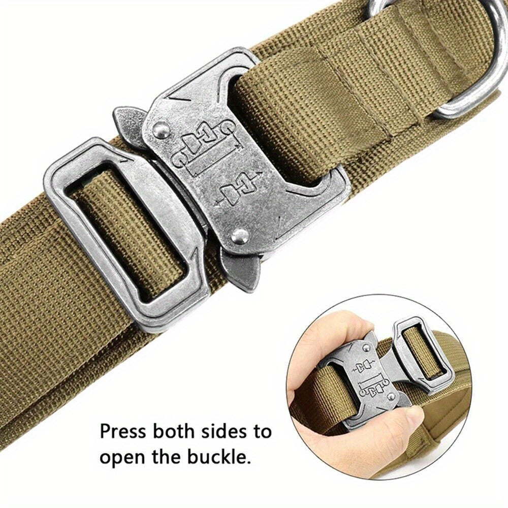 Tactical Dog Collar with Handle and Metal Buckle 1.5 Inch