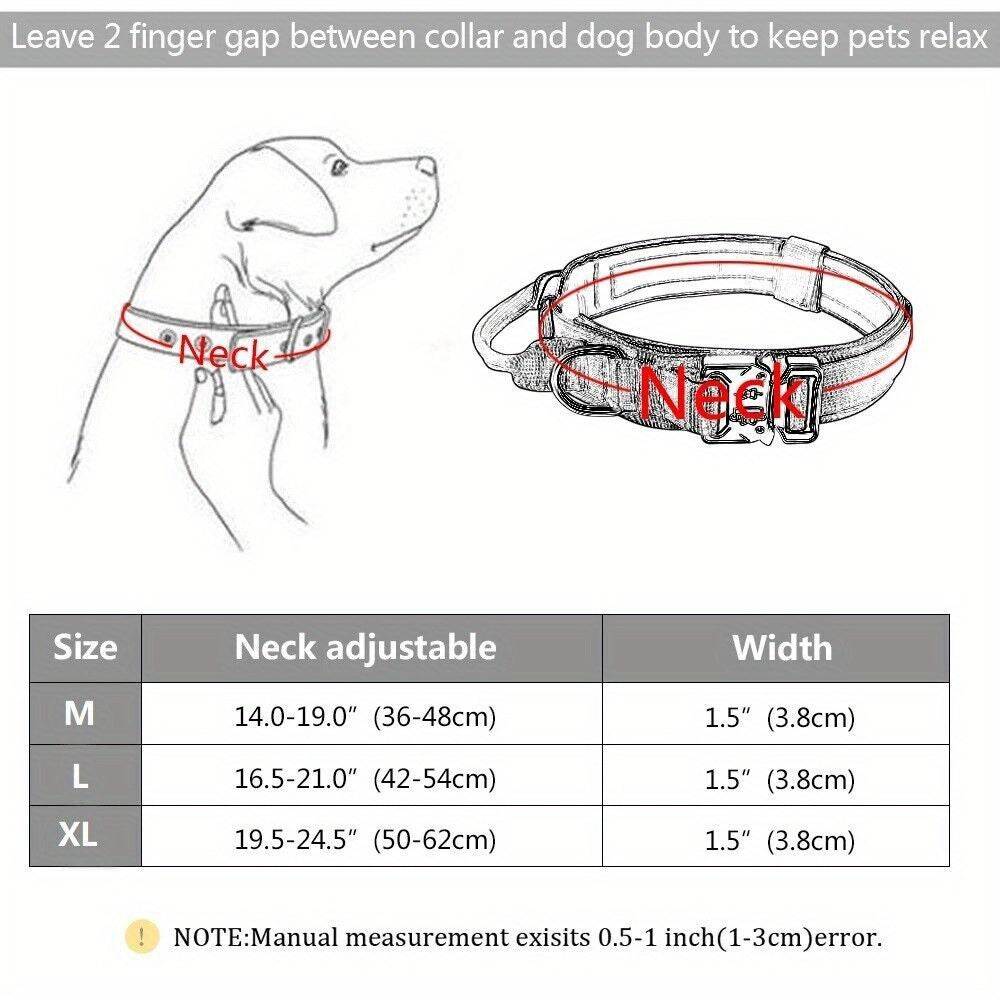 Tactical Dog Collar with Handle and Metal Buckle 1.5 Inch