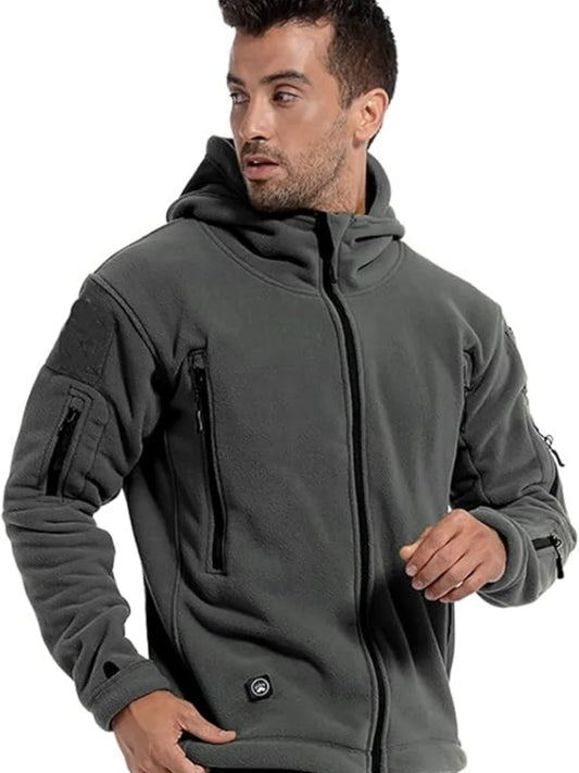 Men's Outdoor Fleece Lined Jacket Windproof Thermal Coat