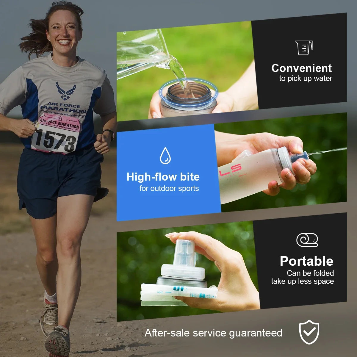 Water Bottle Folding Soft Flask Sport Collapsible Hiking