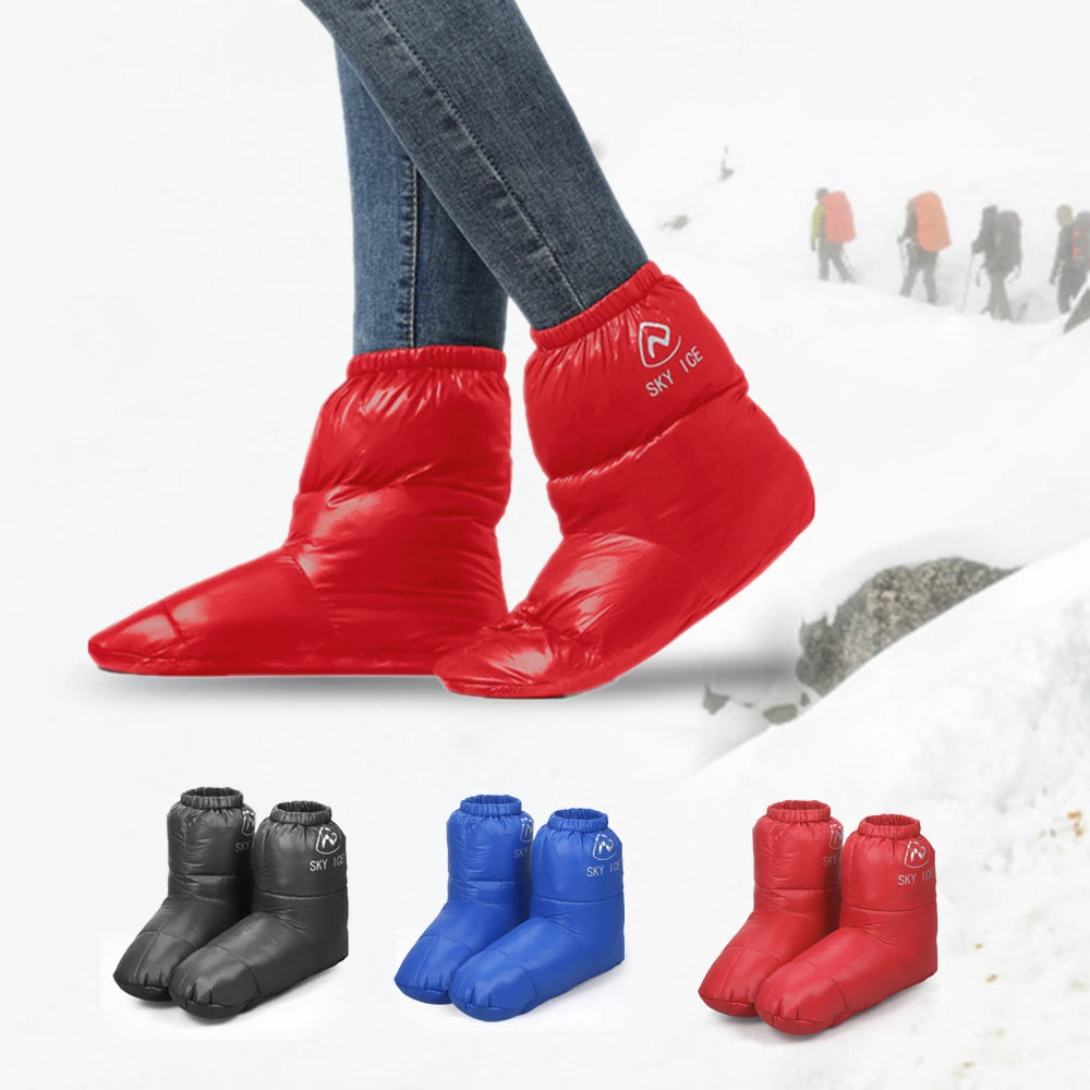 Winter Warm Duck Down Slippers Boots for Men Women