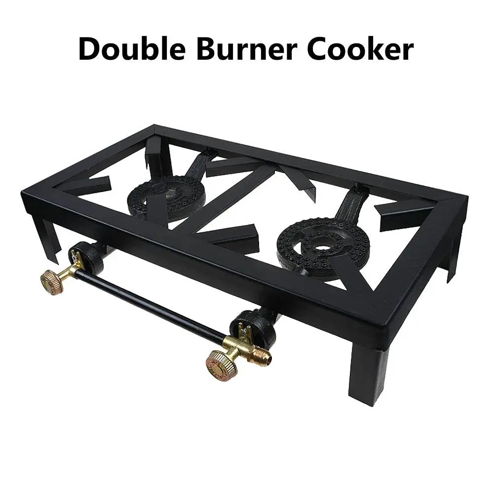 Cast Iron Double Burner Portable Outdoor Camp Stove Propane Gas LPG BBQ Cooker
