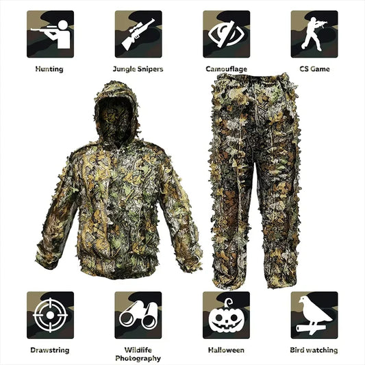 Ghillie Suit Men Women Kids 3D Leafy Bionic Camouflage