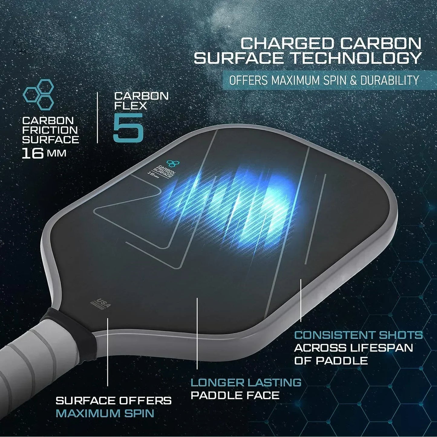 T700 Thermoformed Unibody Raw Carbon Fiber Pickleball Paddle
