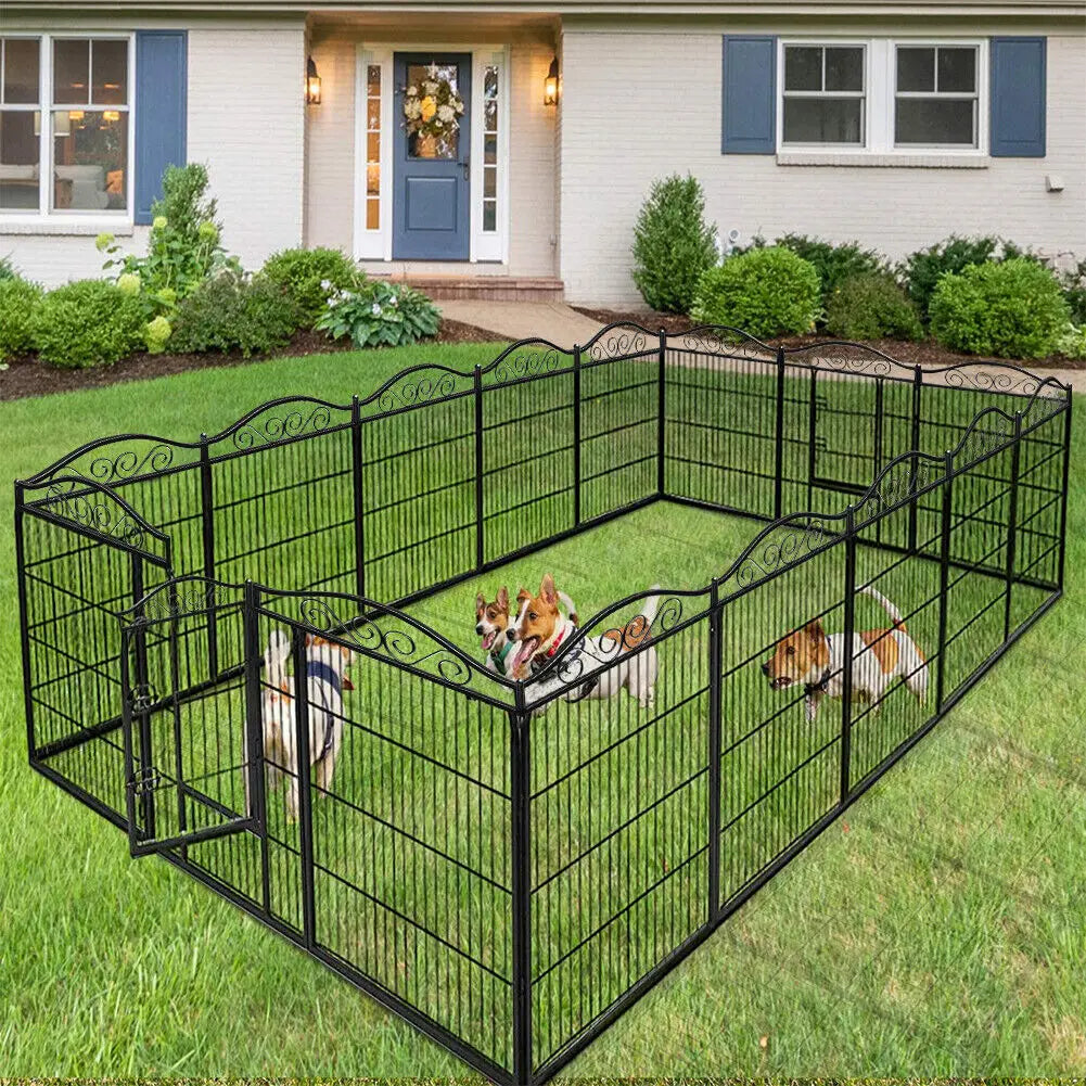 Dog Playpen 8 Panels 32 Inch Height Heavy Duty Folding Indoor Outdoor Anti Rust Exercise Fence Portable