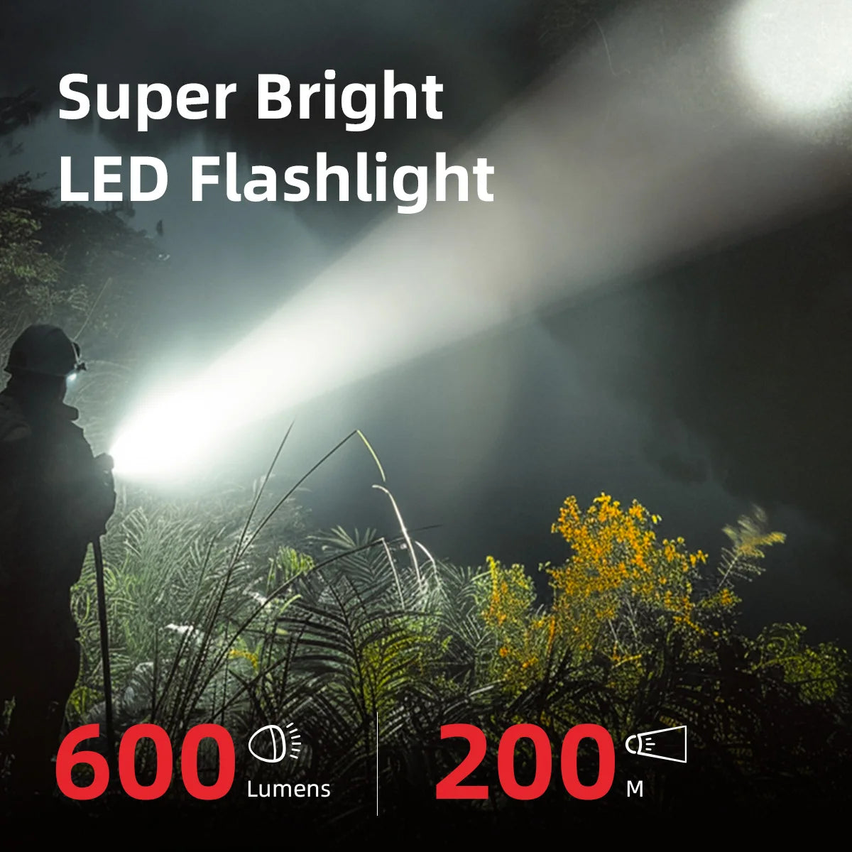 WARSUN Hand Crank Solar Powered Flashlight H996 6 Modes