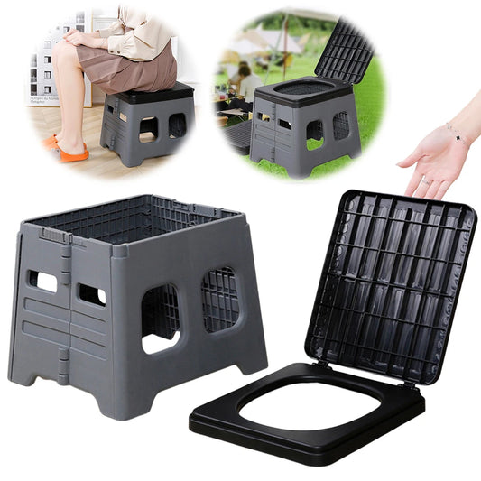 Portable Camping Toilet with Lid Folding Toilet for Adults