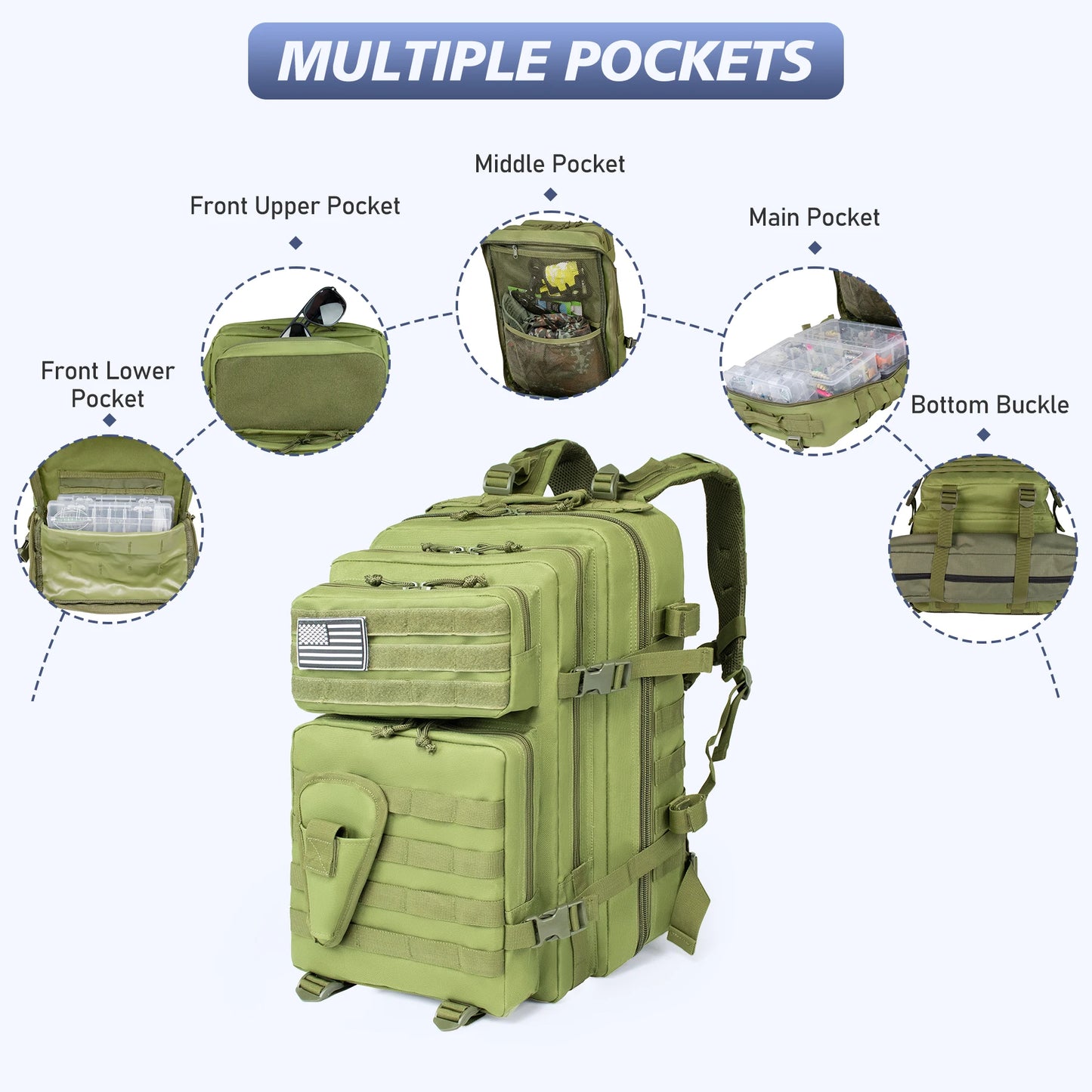 45L Fishing Hunting Bag Tactical Backpack Men Waterproof Outdoor