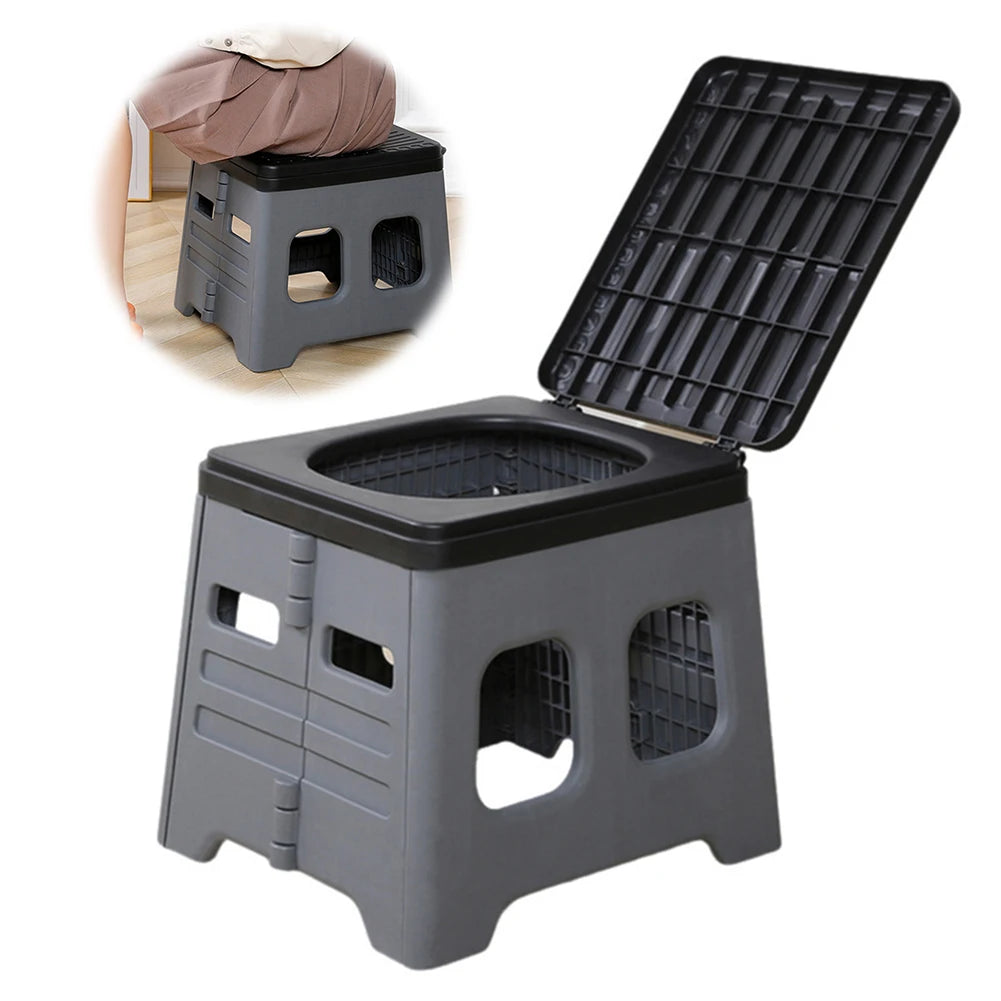 Portable Camping Toilet with Lid Folding Toilet for Adults