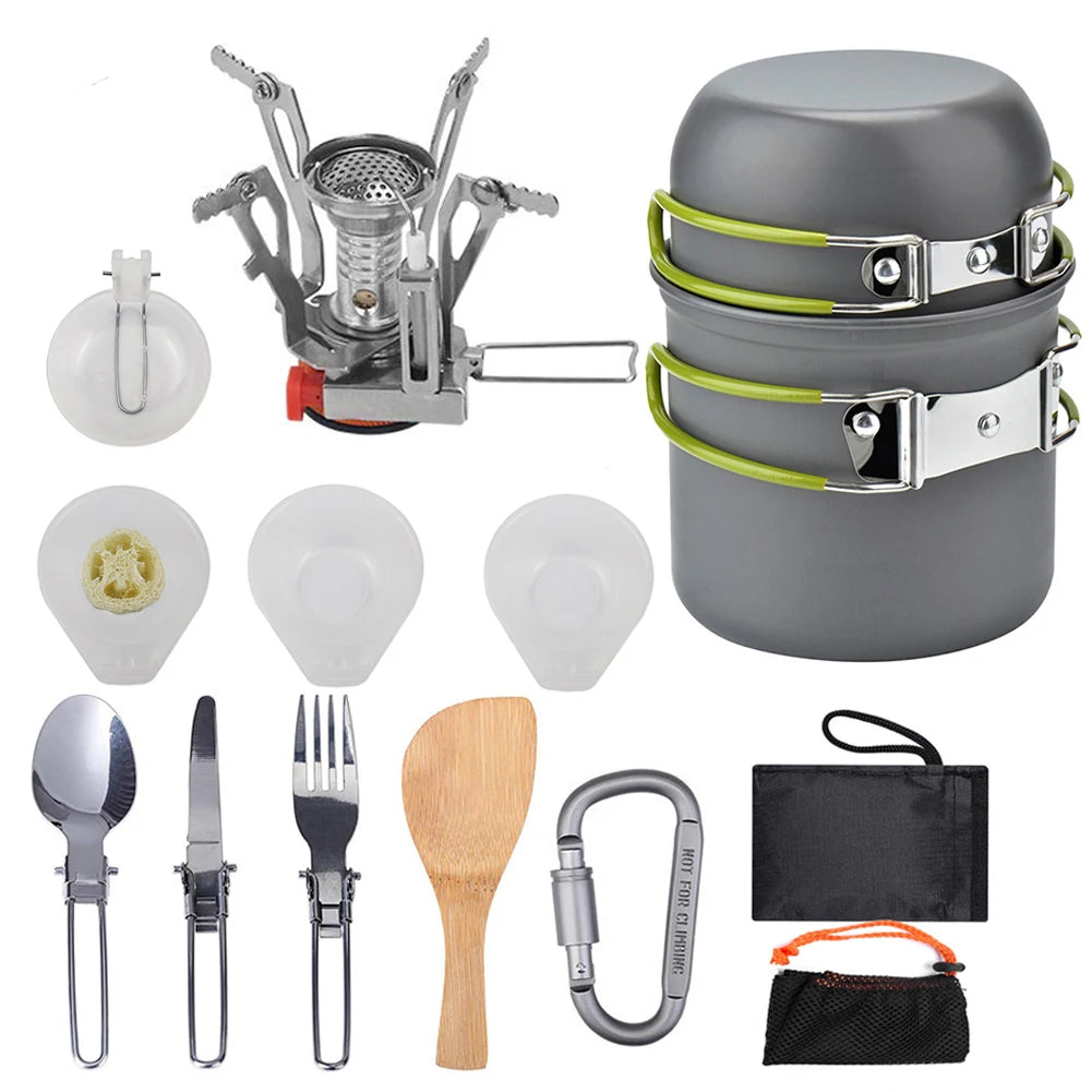 Outdoor Camping Hiking Cookware Tableware Picnic Pot Kit