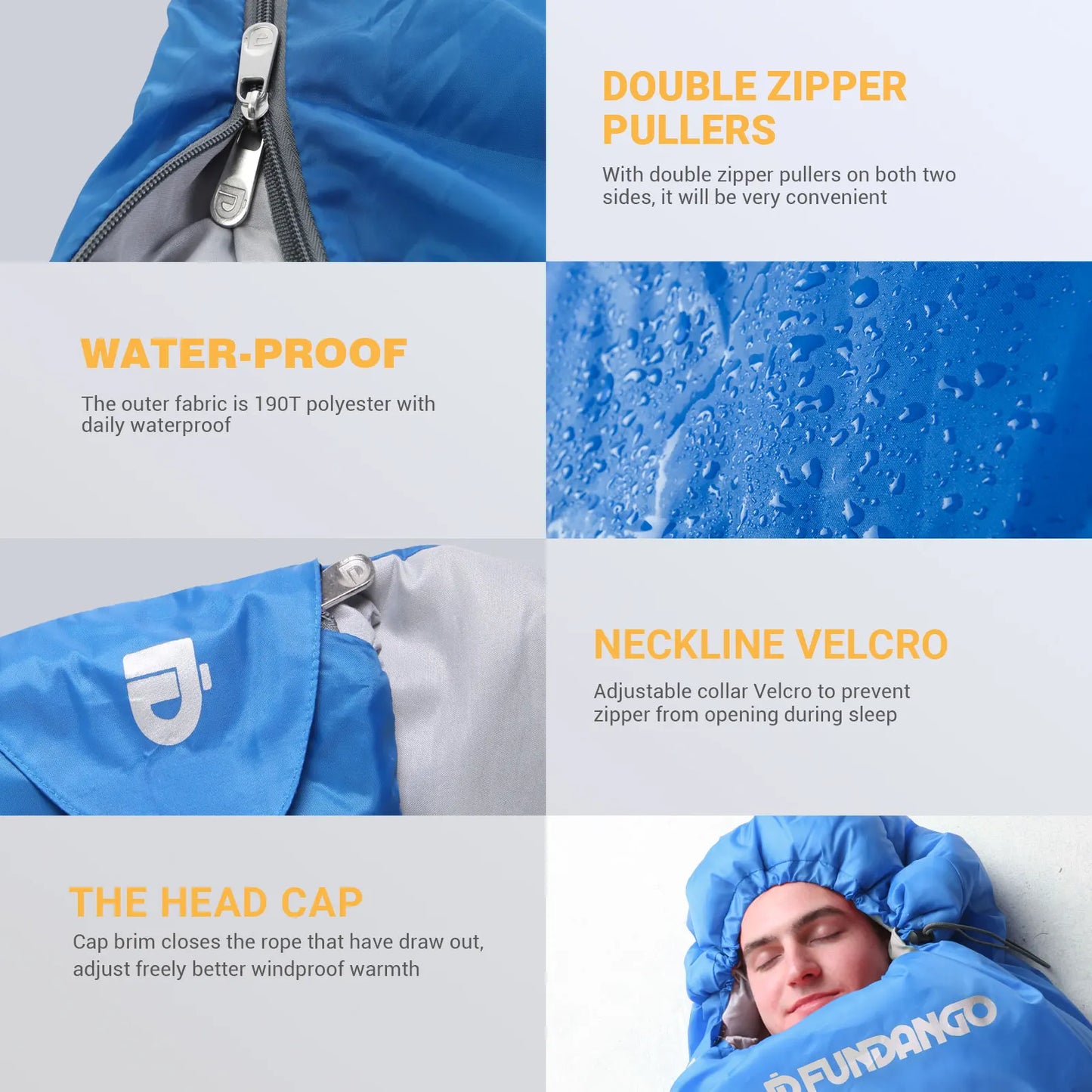 FUNDANGO 3-in-1 Double Sleeping Bag for Family Camping