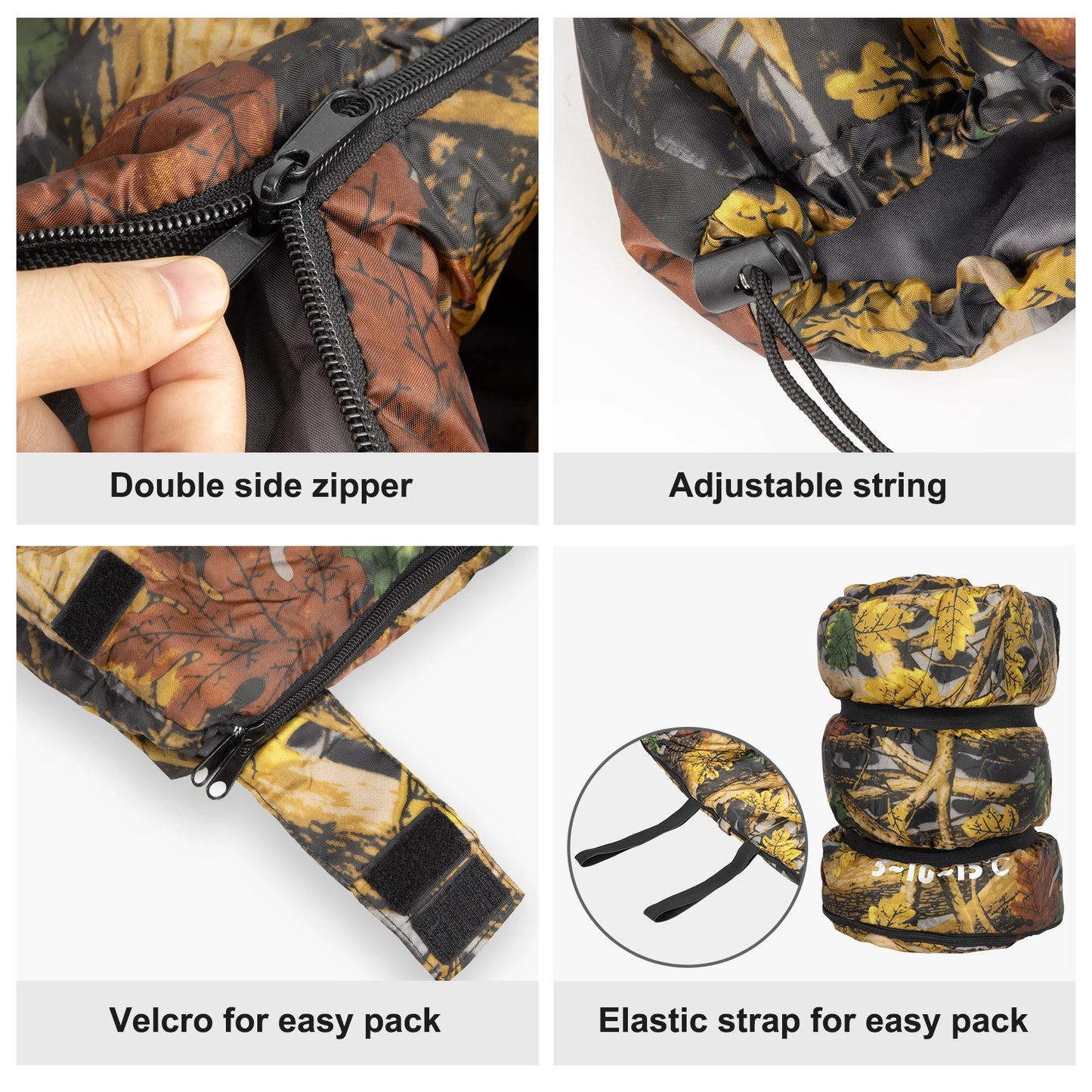 Camping Sleeping Bag Portable Lightweight Hiking Travel Outdoor 1-2 Person 2x6 Feet