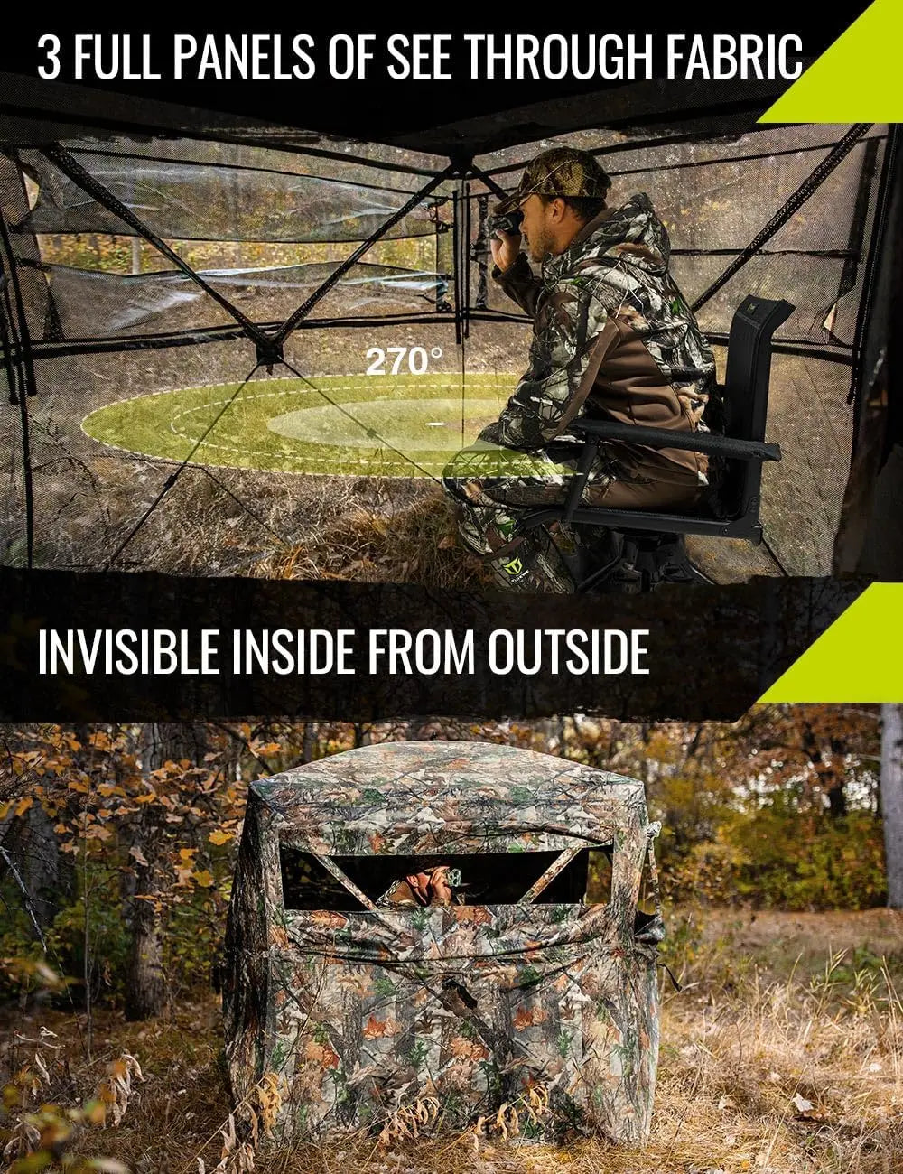 Hunting Blind See Through w/ Carrying Bag for 2-3 Person