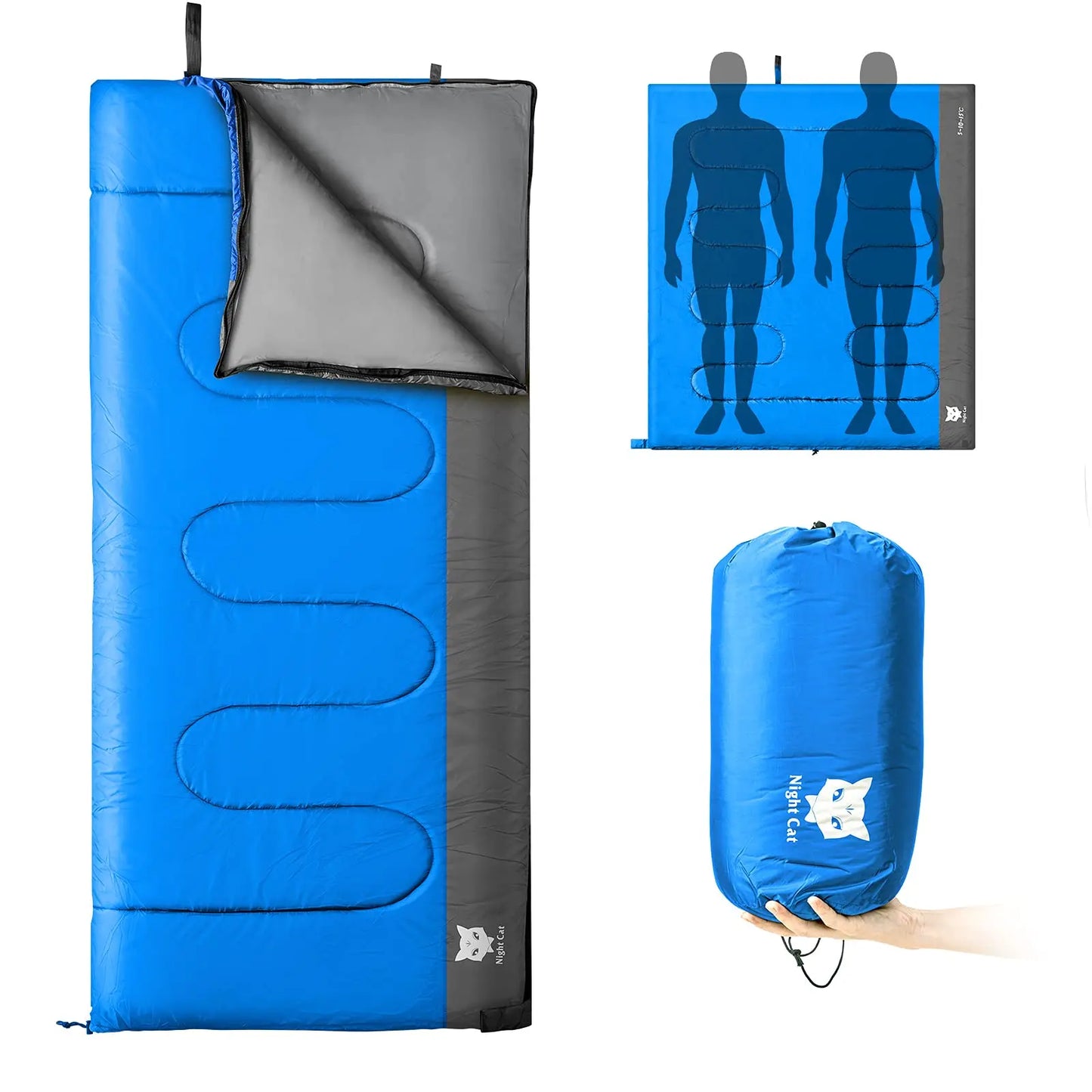 Camping Sleeping Bag Portable Lightweight Hiking Travel Outdoor 1-2 Person 2x6 Feet