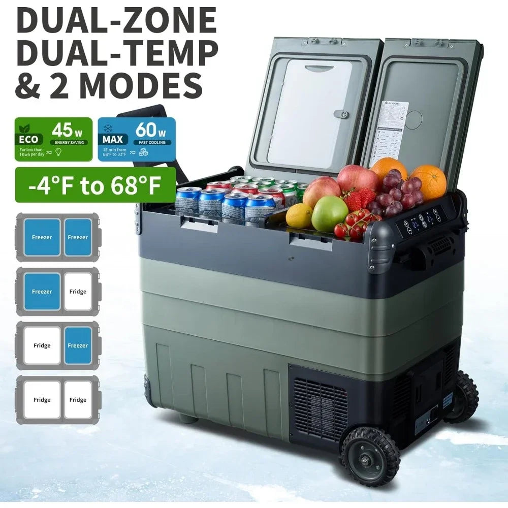 53 Quart Electric Cooler Dual Zone 12 Volt Car Fridge Freezer