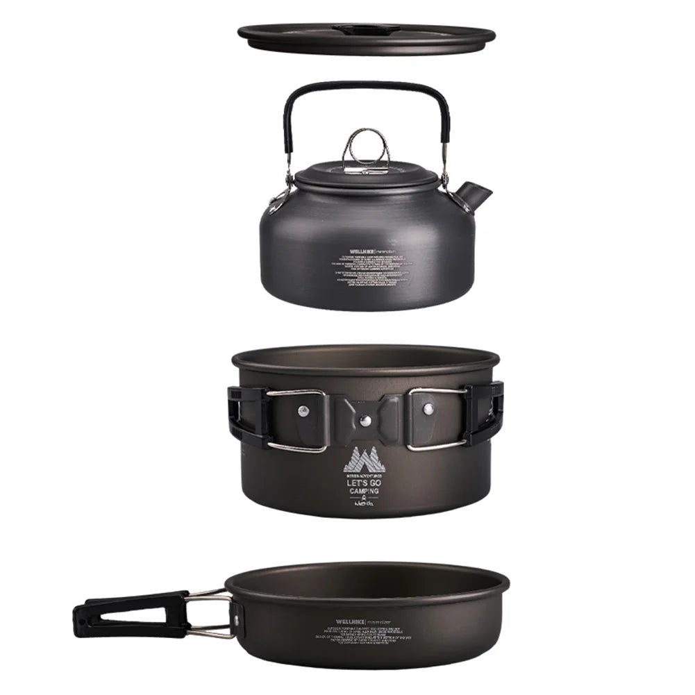 3Pcs/Set Camping Cookware Set Aluminum Alloy Portable Cookware Kit