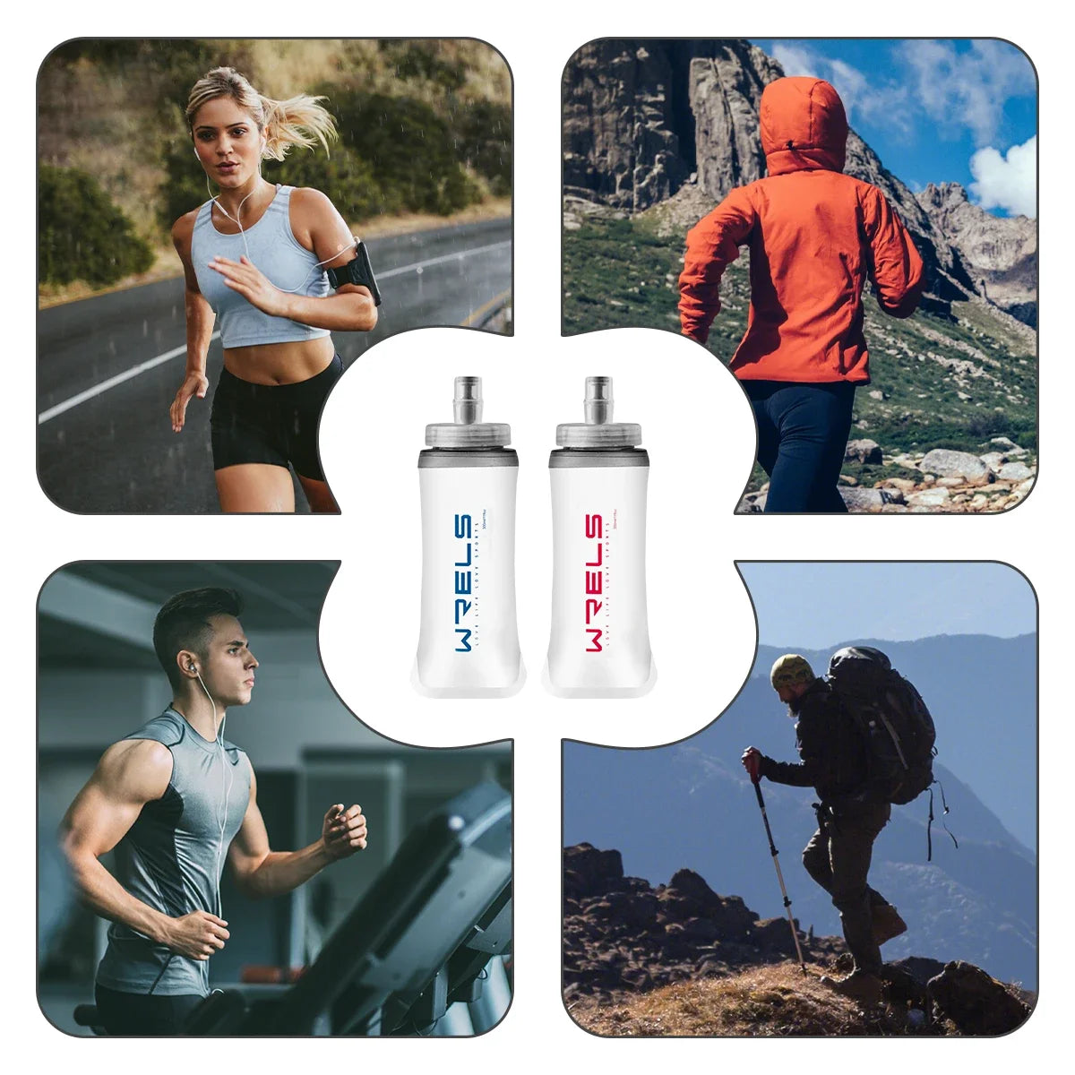 Water Bottle Folding Soft Flask Sport Collapsible Portable
