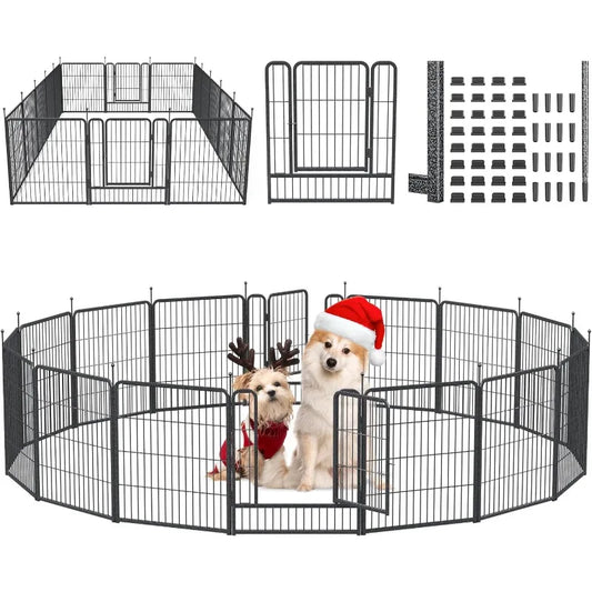 Dog Playpen with Anti-Rust Coating Portable Outdoor Indoor Metal Dog Fence for Large Medium Small Dogs