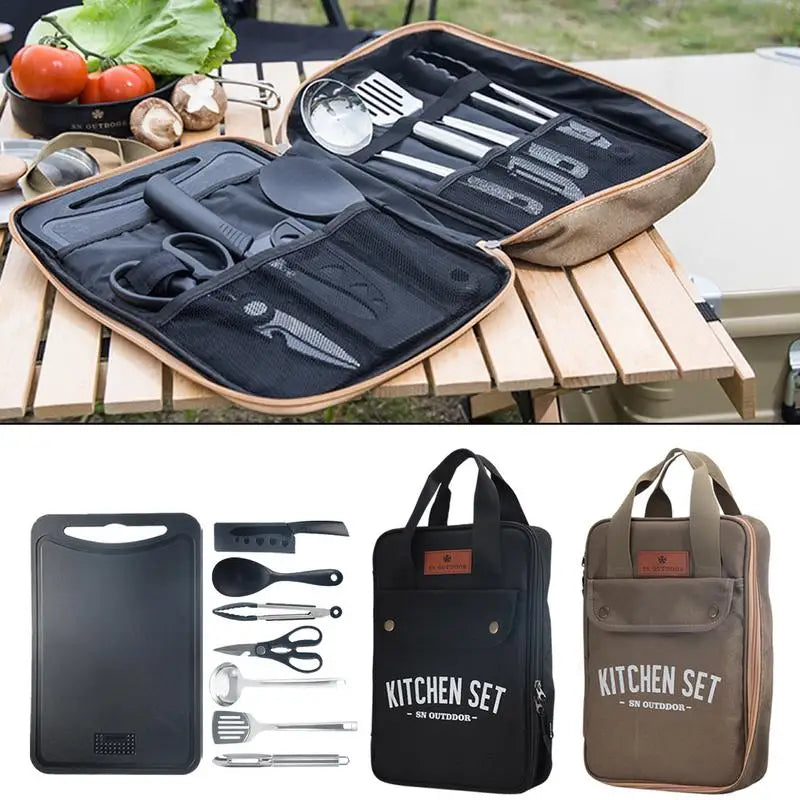 8pcs Camping Kitchen Cookware Set Portable Outdoor Travel Utensils