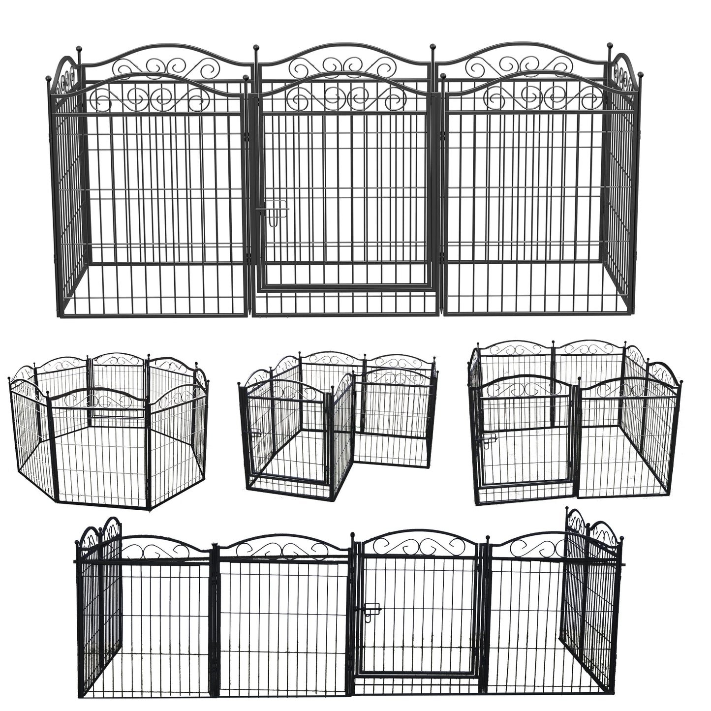 Dog Playpen 8 Panels 32 Inch Height Heavy Duty Folding Indoor Outdoor Anti Rust Exercise Fence Portable