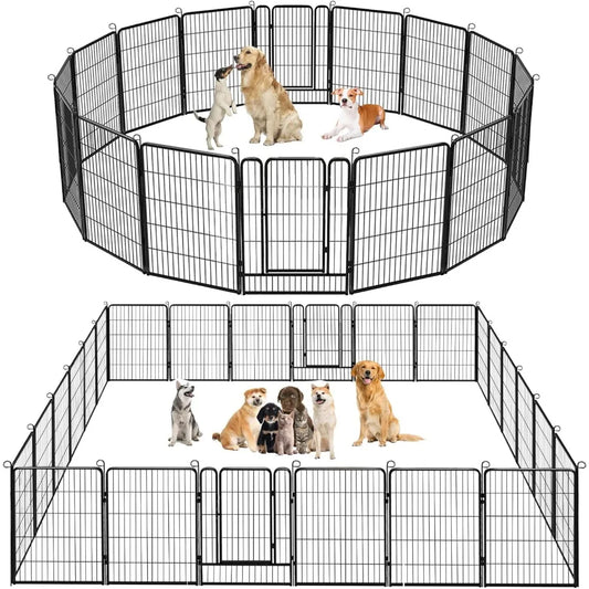 Dog Playpen Outdoor Dog Fence for Yard 32 Inch 20 Panels Anti-Rust Portable Pet Fence for Dogs