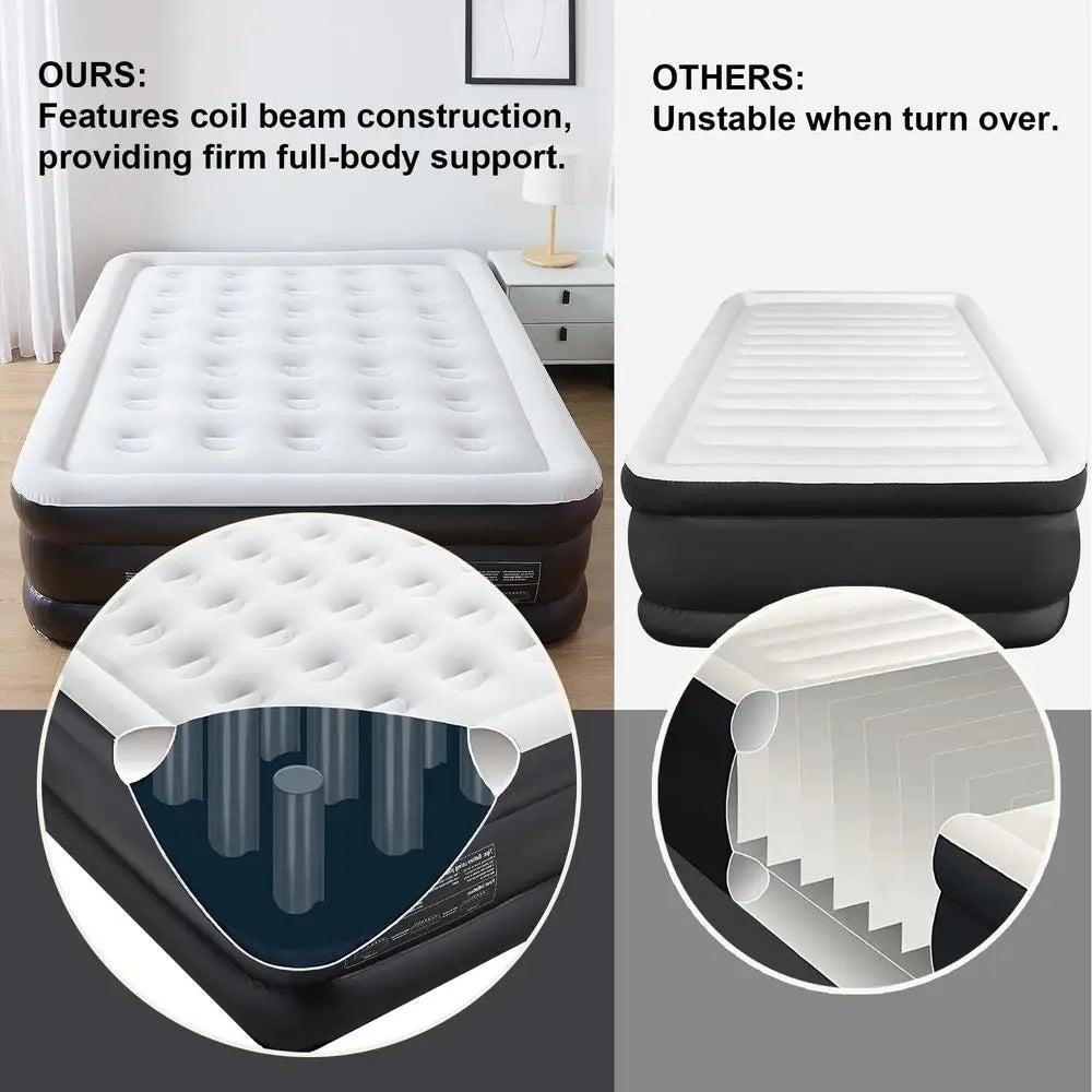 18 Inch Queen Air Mattress with Built-in Pump Portable Bed
